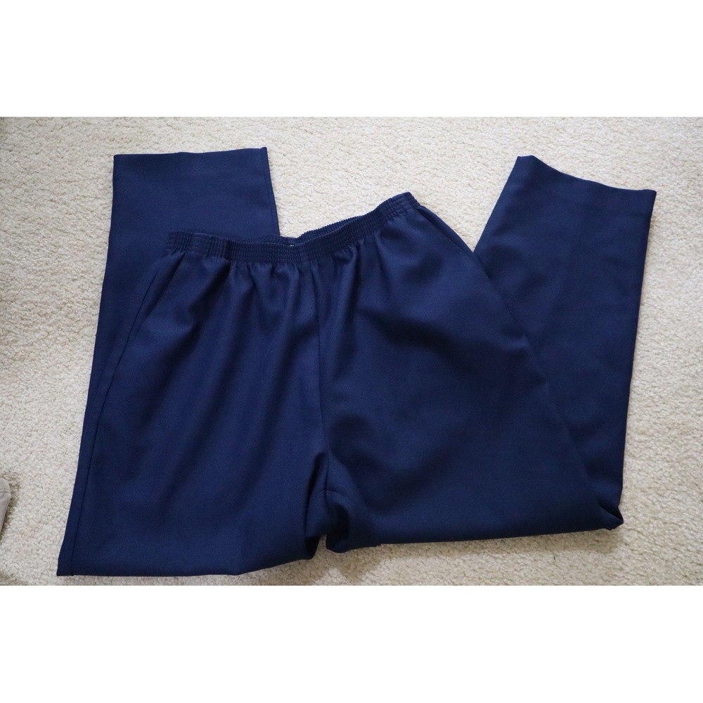 Grandma Core Classic Alfred Dunner Pants 16 Navy Blue Elastic Waist Trousers